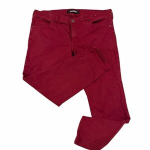 Express Bold Crimson Burgundy Mid Rise Cropped Jegging Pants